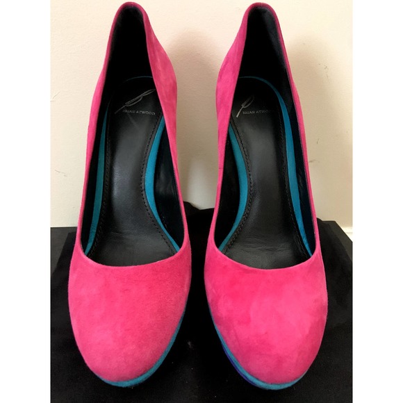 Brian Atwood Fontanne Multicolor Suede Platform Pumps - Picture 2 of 13